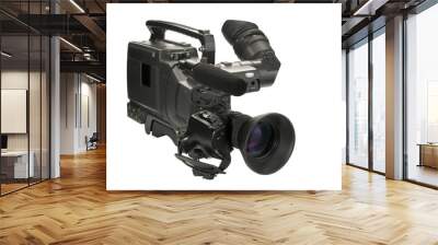 Professional digital video camera, isolated on white background Wall mural