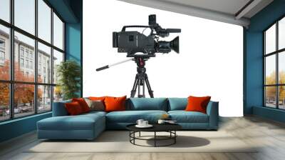 Professional digital video camera, isolated on white background Wall mural