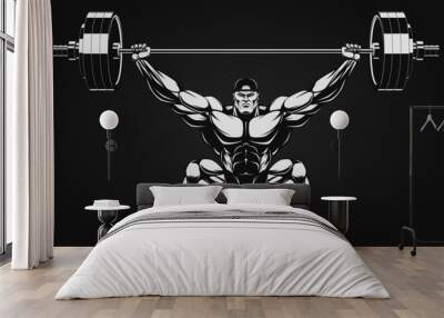 Bodybuilder with a barbell Wall mural