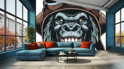 Monkey in helmet pilot Wall mural