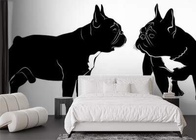 Dog Bulldog. The dog breed bulldog.Dog Bulldog black silhouette vector isolated on white background Wall mural