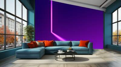 Simple creative background with bright pink floating streak of light on surface. 3d rendering illustration Wall mural