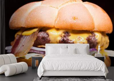 Big cheeseburger with melted cheese Wall mural