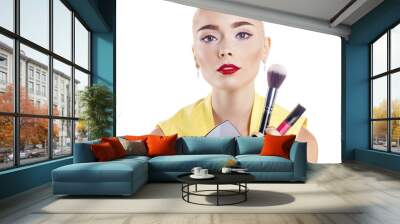 Make Up. Beautiful blonde woman Wall mural