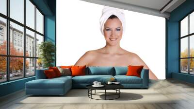 Portrait of a bared beautiful woman getting ready for the spa tr Wall mural