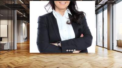 young business woman standing against white background Wall mural