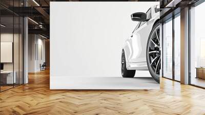 Front view of a modern hybrid car close up on a white background Wall mural