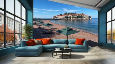 Montenegro, Sveti Stefan island in Budva. View of the beautiful island of Sveti Stefan. Wall mural