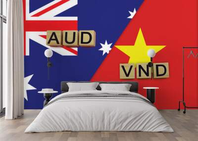 Australia and Vietnam currencies codes on national flags background Wall mural