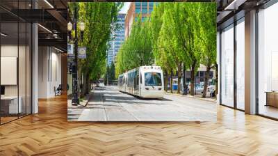 light train of the portland streetcar system Wall mural