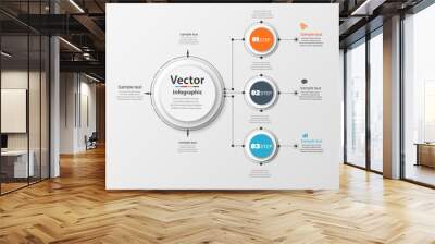 Abstract  infographics number options template with 3 steps. Can be used for workflow layout, diagram, business step options, banner, web design. Vector eps 10 Wall mural