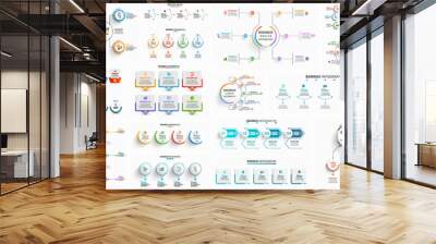 Big collection of business infographic  design template with options, steps or processes. Can be used for workflow layout, diagram, number options, web design   Wall mural