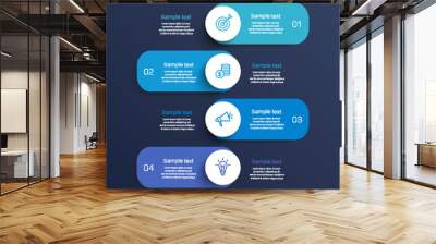 Business infographic design template with 4 options, steps or processes. Can be used for workflow layout, diagram, annual report, web design Wall mural