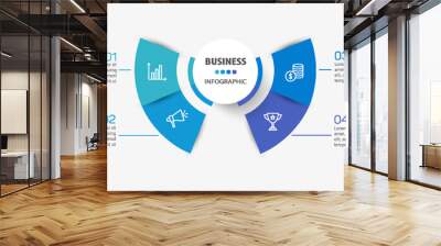 Business infographic design template with 4 options, steps or processes. Can be used for workflow layout, diagram, annual report, web design	 Wall mural