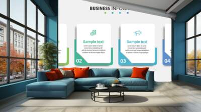 Business infographic  template with 4 options, steps or processes. Can be used for workflow layout, diagram, annual report, web design	 Wall mural