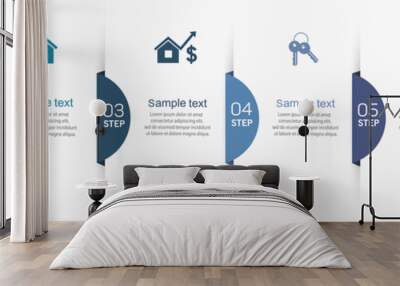 Business infographics design template with 6 options and number, steps or processes. Data visualization. Vector illustration  Wall mural