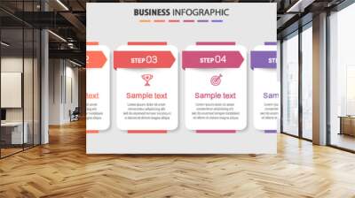 Business vector infographic design template with icons and 6 options or steps. Can be used for process diagram, presentations, workflow layout, banner, flow chart, info graph Wall mural