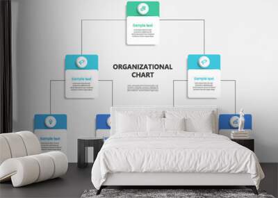 Corporate organizational chart with icons. Business hierarchy infographic elements. Vector illustration	 Wall mural