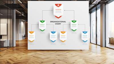 Corporate organizational chart. Business hierarchy infographic elements. Vector illustration Wall mural