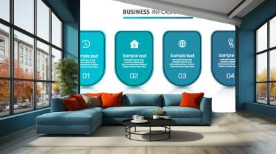 Infographic design business template with 4 options, steps. Can be used for workflow layout, diagram, annual report, web design.  Vector eps 10  Wall mural