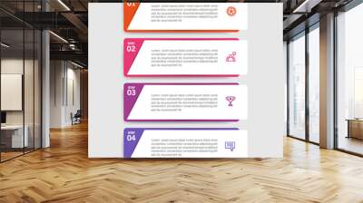 Infographic template with 4 steps, workflow, process chart Wall mural