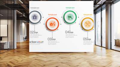 Infographics vector design  template  with 6 options, steps or processes, can be used for workflow layout, diagram, annual report, web design Wall mural