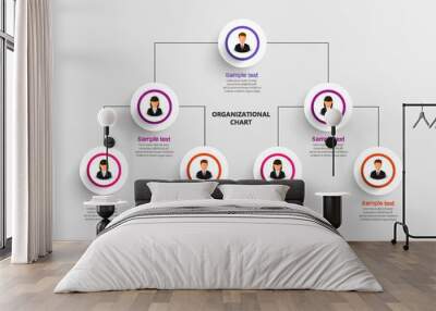 Organizational chart with business avatar icons. Business hierarchy infographic elements. Vector illustration Wall mural