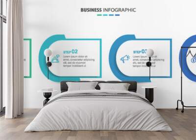 Vector infographic template with 4 steps for business. Can be used for workflow layout, presentations, diagram, annual report, web design	 Wall mural