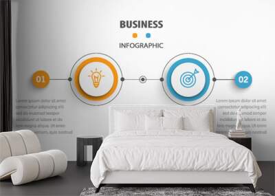 Vector infographic template with icons and 2 options or steps. Can be used for process diagram, presentations, workflow layout, flow chart, info graph	 Wall mural