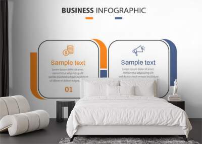 Vector infographic template with icons and 2 options or steps. Can be used for process diagram, presentations, workflow layout, flow chart, info graph	 Wall mural