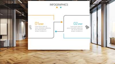 Vector infographic template with icons and 2 options or steps. Can be used for process diagram, presentations, workflow layout, flow chart, info graph Wall mural