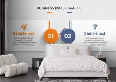 Vector infographic template with icons and 2 options or steps	 Wall mural