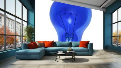 electric blue light bulb on a white background Wall mural