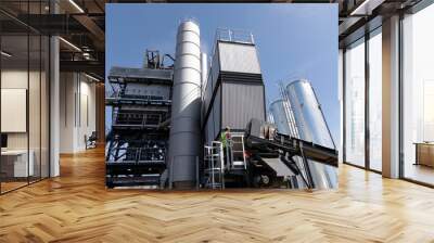 Asphalt concrete plant. Equipment for the production of asphalt, cement and concrete. Wall mural