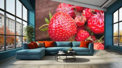 Red fresh strawberry, close-up Wall mural