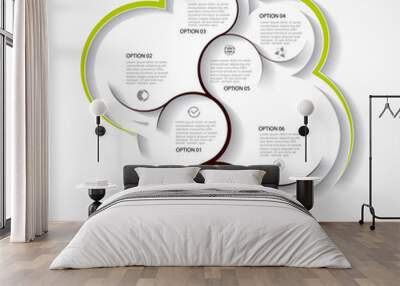 Abstract infographic template, seven option Wall mural