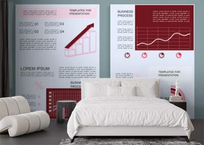 Brochure for business reports, cover layout and infographics Wall mural