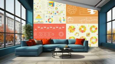 Infographics, graph and charts, templates for presentation, vect Wall mural