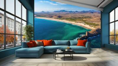 Aerial View of a Coastal Landscape in Baja California Wall mural