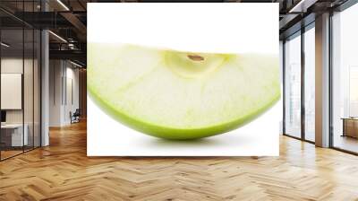 Green Apple Slice Isolated on White Wall mural