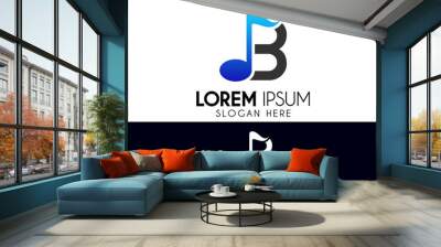 B letter logo design with a music note. Modern logo suitable for your business company or corporate identity Wall mural