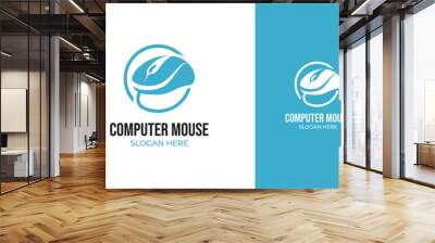 Computer mouse logo design with cable circle icon Wall mural