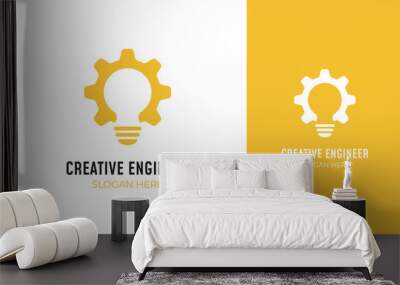 gear lamp logo design with industry or engineering concept Wall mural