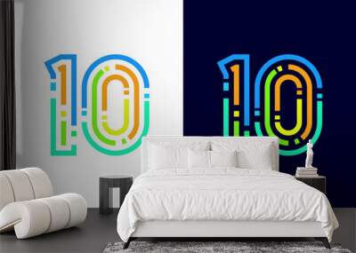 Number 10 digital logo with colorful line Wall mural