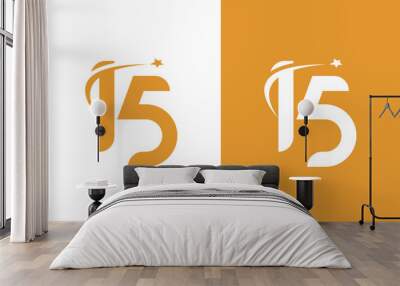 Number 15 logo with star concept Wall mural