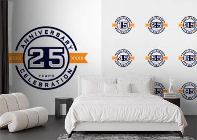 Set of badge anniversary logo for celebration. Birthday symbol with strong and circle concept Wall mural