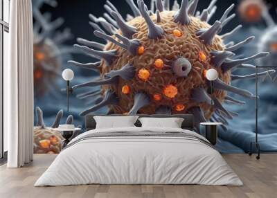 realistic depiction of a virus under a high-powered microscope Wall mural