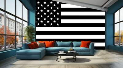 Black and white flag of United States of America Wall mural