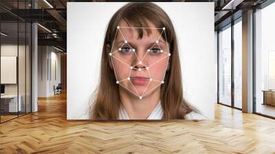 Woman face recognition - biometric verification concept Wall mural