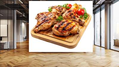 fast food grilled barbecue chicken isolated on transparent background Wall mural